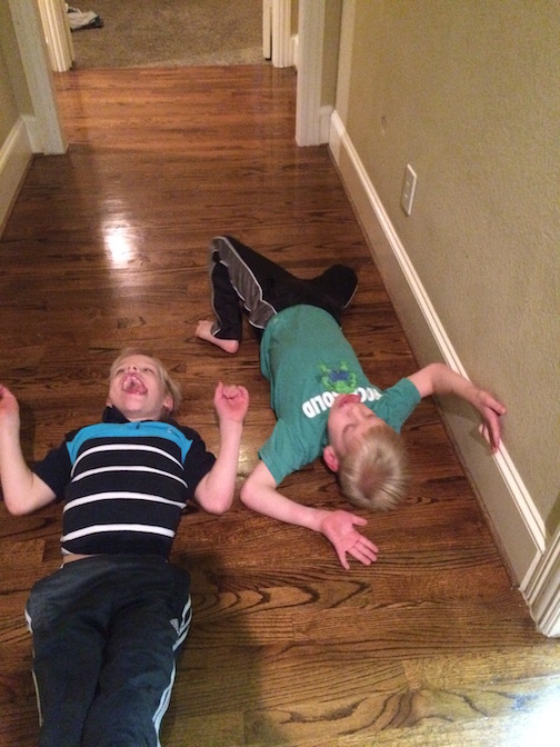 Twins doing the worm